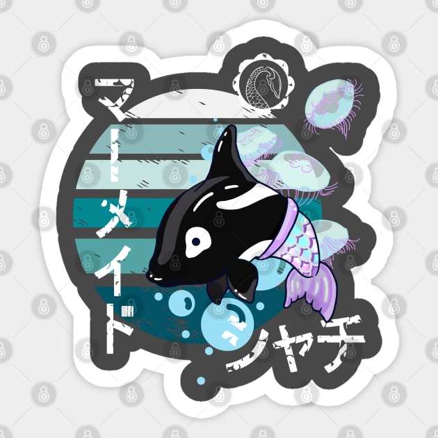 Cute Kawaii Orca with Mermaid Tail Sticker by MisconceivedFantasy